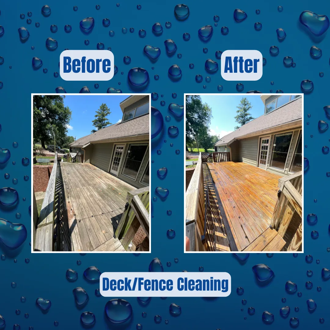 Before and after deck and fence cleaning